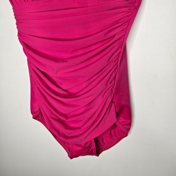 NWOT Miraclesuit Rialto Ruched One Piece Slimming Swimsuit Sz 10 Fuschia Pink - Picture 4 of 8